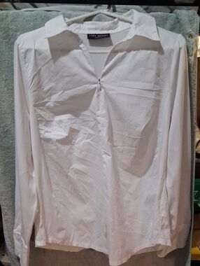 Lane Bryant White Women's Button-Front Blouse